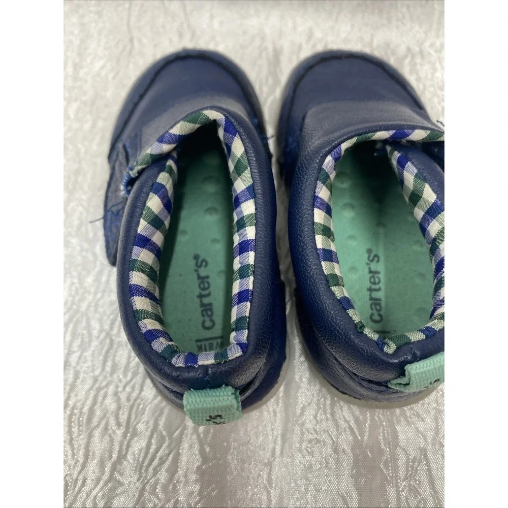 Carters Crawl Baby  Hi Top Sneaker Leather Hook & Loop Navy Size 6c flex‎ sole